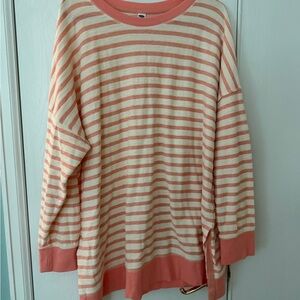 Old Navy Striped Sweatshirt in Pink and Cream